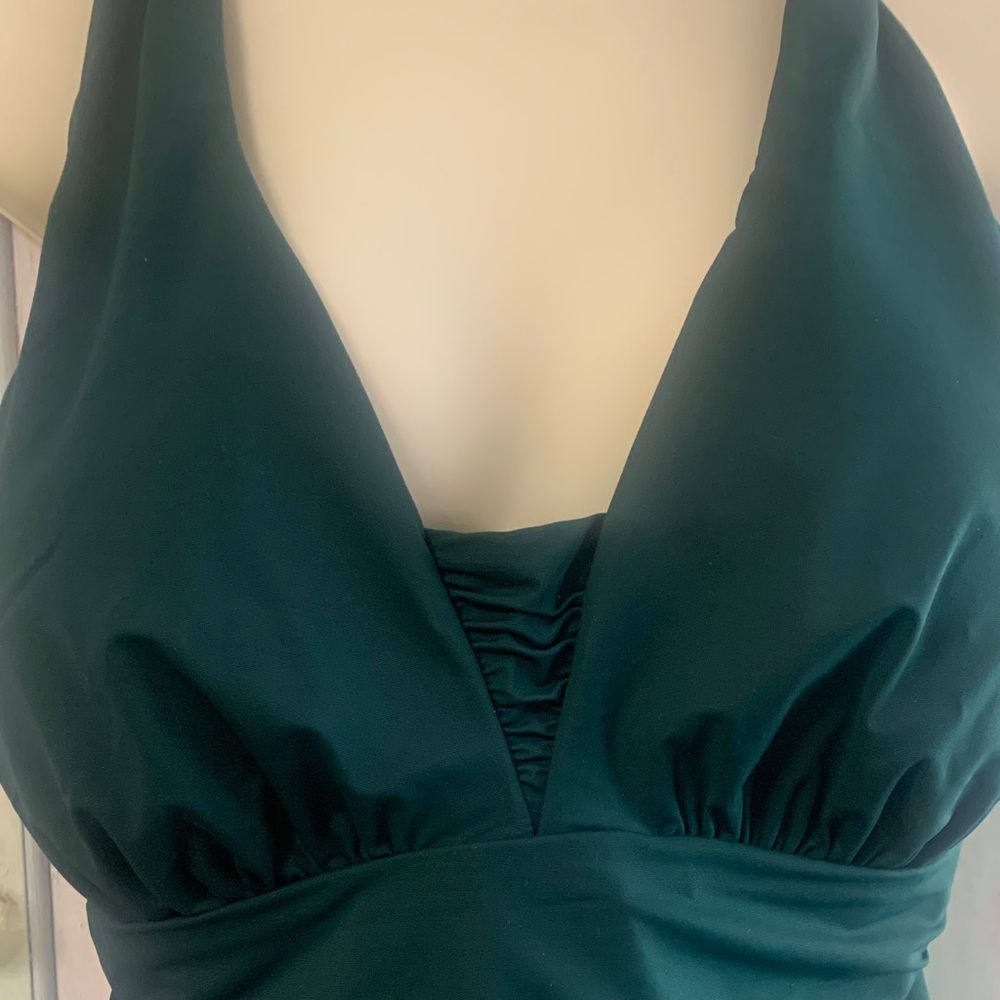 Lands' End “Grecian” Dark Green Women's One-Piece Swimsuit. W/Body control - Picture 2 of 5